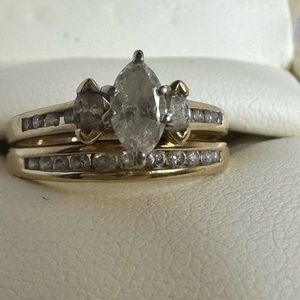 Diamond 14 k gold diamonds ring Bridal set